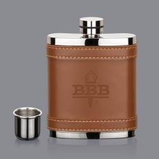 Barware - Melrose Hip Flask - Brown Leather