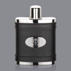 Flasks - Melrose Hip Flask - Black/Stainless Plate