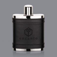 Barware - Melrose Hip Flask - Black Leather