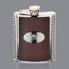 Flasks - Trubner Hip Flask - Brown/Stainless Plate