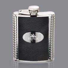 Flasks - Trubner Hip Flask - Black/Stainless Plate
