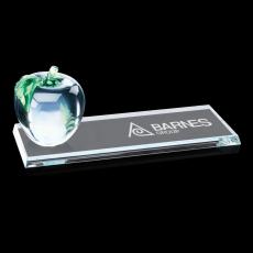 Paperweights - Apple/Green Leaf on Starfire Base