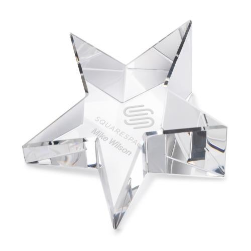 Recognition Awards - Crystal Awards - Slanted Star Paperweight