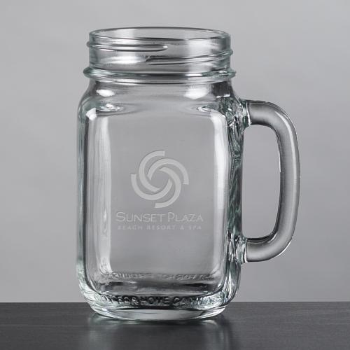 Corporate Gifts - Barware - Beer Steins and Pilsners - Roswell Drinking Jar - Deep Etch