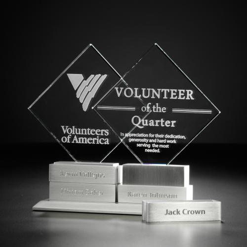 Recognition Awards - Crystal Awards - Diamond Tower Award w/4 Bars