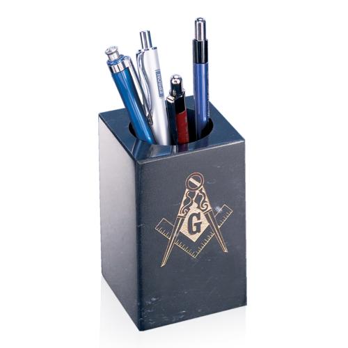Corporate Gifts - Desk Accessories - Pencil Holder - Black Marble