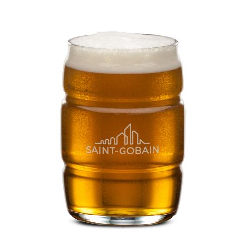 Corporate Gifts - Barware - Beer Glasses & Steins - Barrel Beer Glass - Deep Etch