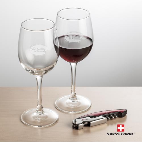 Corporate Gifts - Barware - Wine Glasses - Stemmed - Swiss Force&reg; Opener & Connoisseur Wine