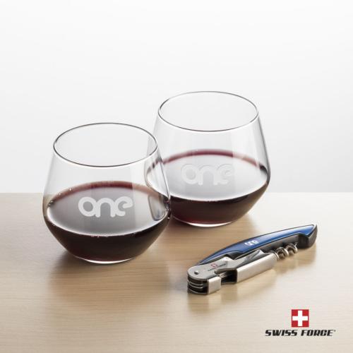 Corporate Gifts - Barware - Glasses Sets - Swiss Force® Opener & Mandelay Stemless Wine