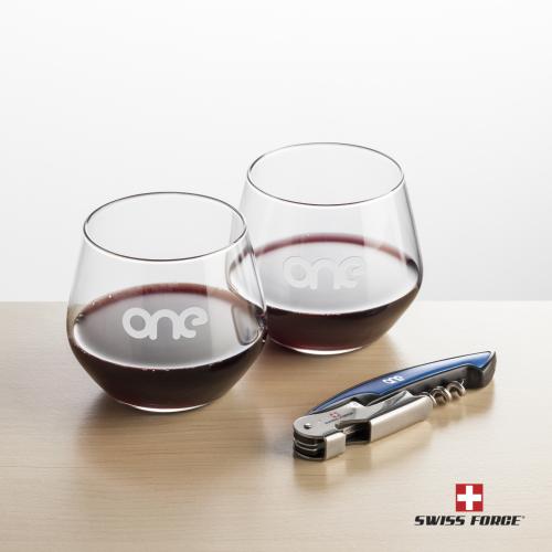 Corporate Gifts - Barware - Glasses Sets - Swiss Force&reg; Opener & Mandelay Stemless Wine