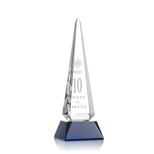 Recognition Awards - Crystal Awards - Helmsley Obelisk - Blue