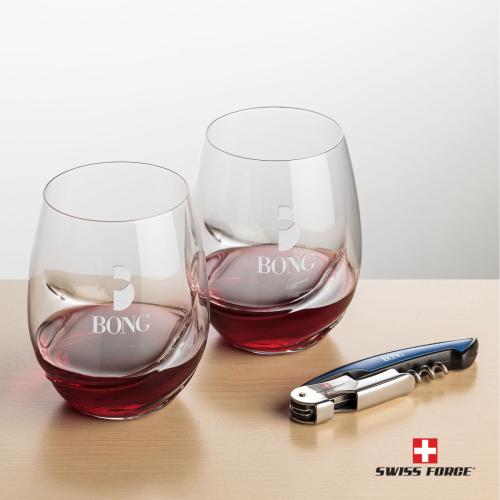 Corporate Gifts - Barware - Glasses Sets - Swiss Force&reg; Opener & Bartolo Stemless Wine
