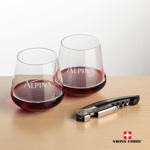 Corporate Gifts - Barware - Barware Gift Sets - Swiss Force&reg; Opener & Cannes Stemless Wine