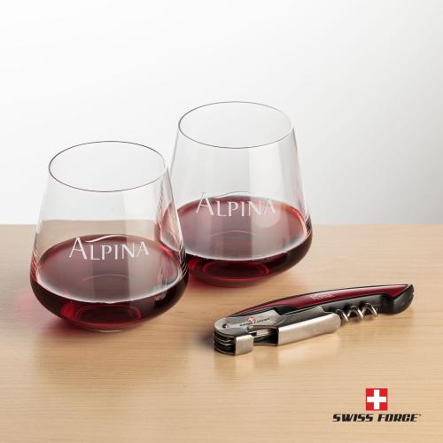 Corporate Gifts - Barware - Glasses Sets - Swiss Force&reg; Opener & Cannes Stemless Wine