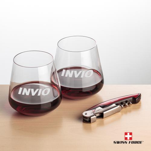 Corporate Gifts - Barware - Glasses Sets - Swiss Force&reg; Opener & Breckland Stemless Wine