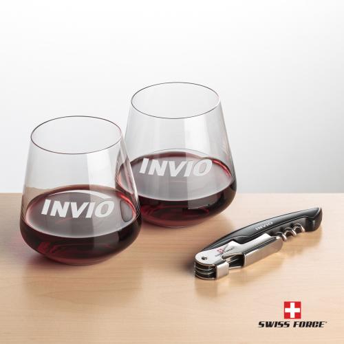 Corporate Gifts - Barware - Barware Gift Sets - Swiss Force&reg; Opener & Breckland Stemless Wine