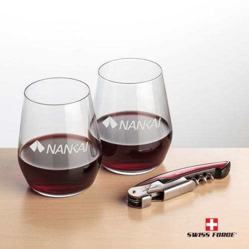 Corporate Gifts - Barware - Glasses Sets - Swiss Force® Opener & Germain Stemless Wine