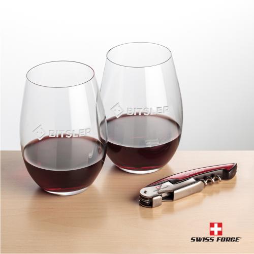 Corporate Gifts - Barware - Barware Gift Sets - Swiss Force&reg; Opener & Laurent Stemless Wine