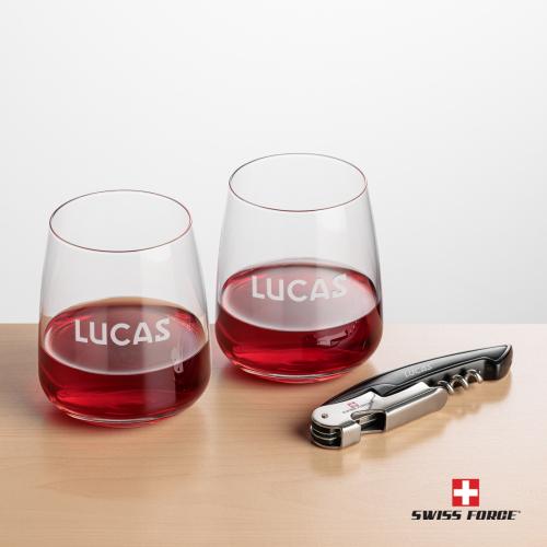 Corporate Gifts - Barware - Barware Gift Sets - Swiss Force&reg; Opener & Dunhill Stemless Wine