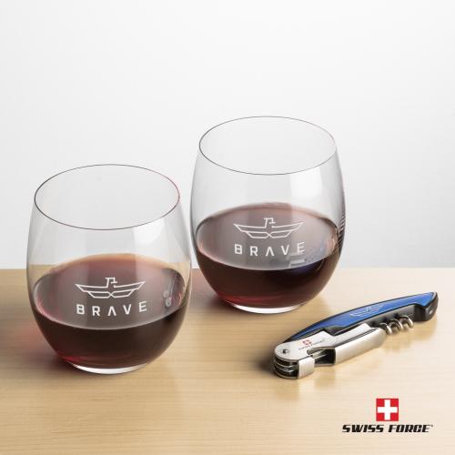 Corporate Gifts - Barware - Barware Gift Sets - Swiss Force&reg; Opener & Zacata Stemless Wine