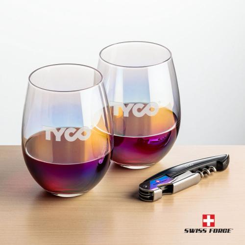 Corporate Gifts - Barware - Glasses Sets - Swiss Force® Opener & Miami Stemless Wine