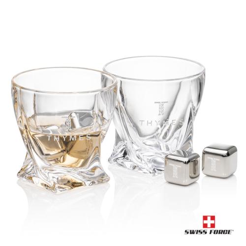 Corporate Gifts - Barware - Glasses Sets - Swiss Force® S/S Ice Cubes & 2 Seneca OTR