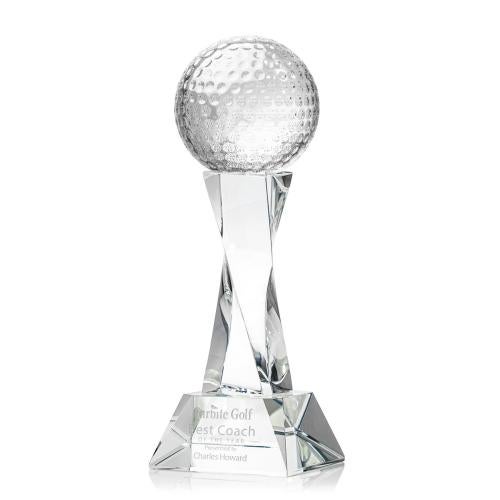 Recognition Awards - Crystal Awards - Golf Ball Award on Langport Base - Clear