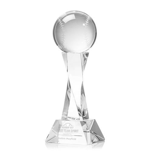 Recognition Awards - Crystal Awards - Baseball Award on Langport Base - Clear