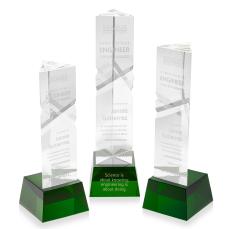 Oakham Award on Robson Base - Green - Crystal Pillar Awards