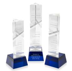 Oakham Award on Robson Base - Blue - Crystal Pillar Awards