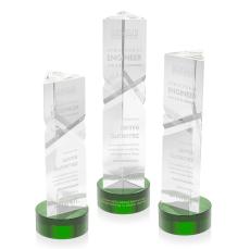 Oakham Award on Stanrich Base - Green - Crystal Pillar Awards