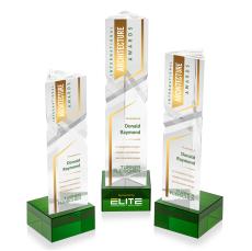 Oakham VividPrint Award on Hancock Base - Green - Crystal Pillar Awards