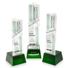 Oakham VividPrint Award on Robson Base - Green - Crystal Pillar Awards