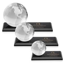 Globe Award on Rectangle Base - Black - Recognition Awards