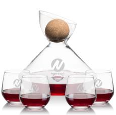 Woodbury Carafe w/Cork Stopper & Garland Stemless Wine - Barware Gift Sets
