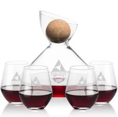 Woodbury Carafe w/Cork Stopper & Reina Stemless Wine - Carafes
