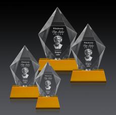 Devron 3D Award on Base - Amber - Colored Glass Awards