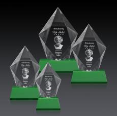 Devron 3D Award on Base - Green - Green Crystal Awards