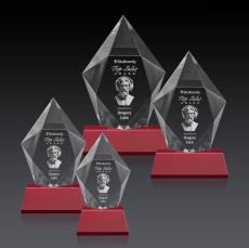 Devron 3D Award on Base - Red - Crystal Awards