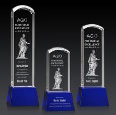 Silkwood 3D Award on Base - Blue - Colored Glass Awards