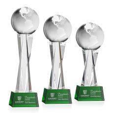 Globe Award on Grafton Base - Green - Crystal Globe Awards