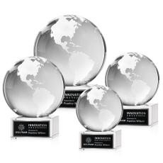 Globe Award on Hancock Base - Clear - Crystal Globe Awards
