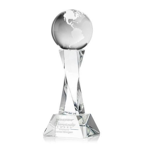Recognition Awards - Crystal Awards - Globe Award on Langport Base - Clear