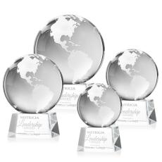 Globe Award on Robson Base - Clear - Crystal Globe Awards