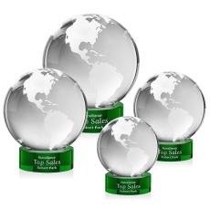 Globe Award on Stanrich Base - Green - Recognition Awards