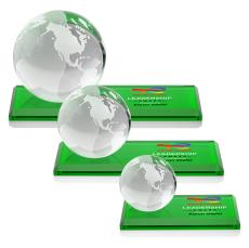 Globe VividPrint Award on Rectangle Base - Green - Recognition Awards