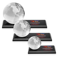 Globe VividPrint Award on Rectangle Base - Black - Recognition Awards