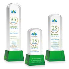Silkwood VividPrint Award on Base - Green - Crystal Pillar Awards