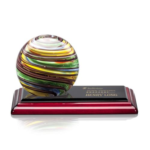 Recognition Awards - Glass Awards - Art Glass Awards - Lunar Award on Rosewood Base