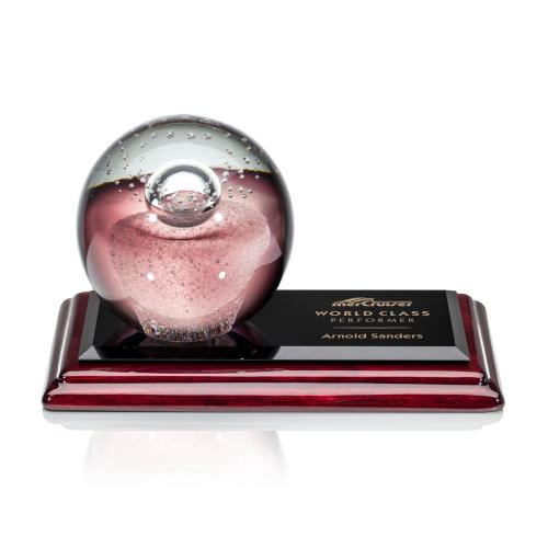 Recognition Awards - Glass Awards - Art Glass Awards - Jupiter Award on Rosewood Base